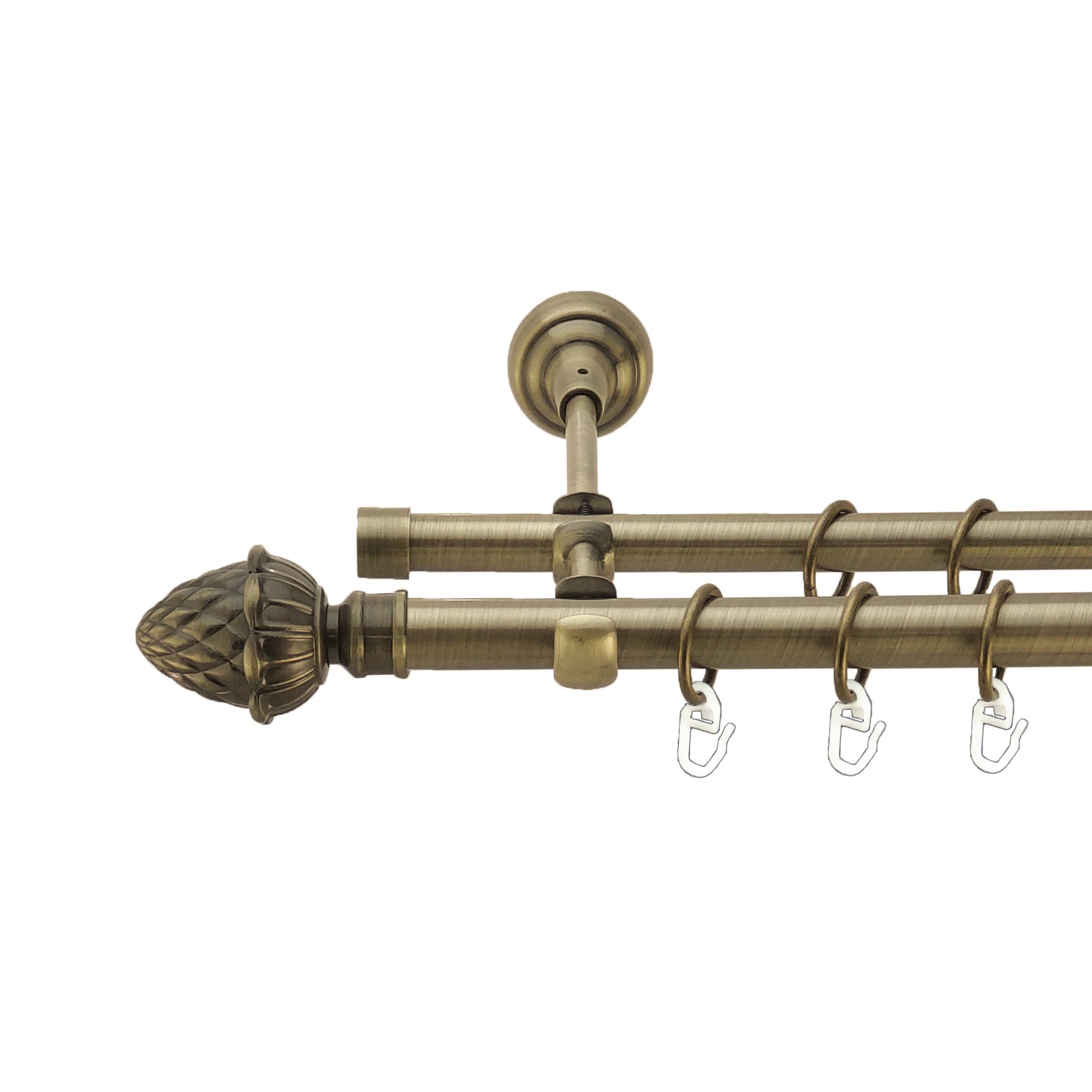 

Карниз Orvit Цинара металевий дворядний відкритий гладка труба кільце металеве Антик 19\16 мм 240 см