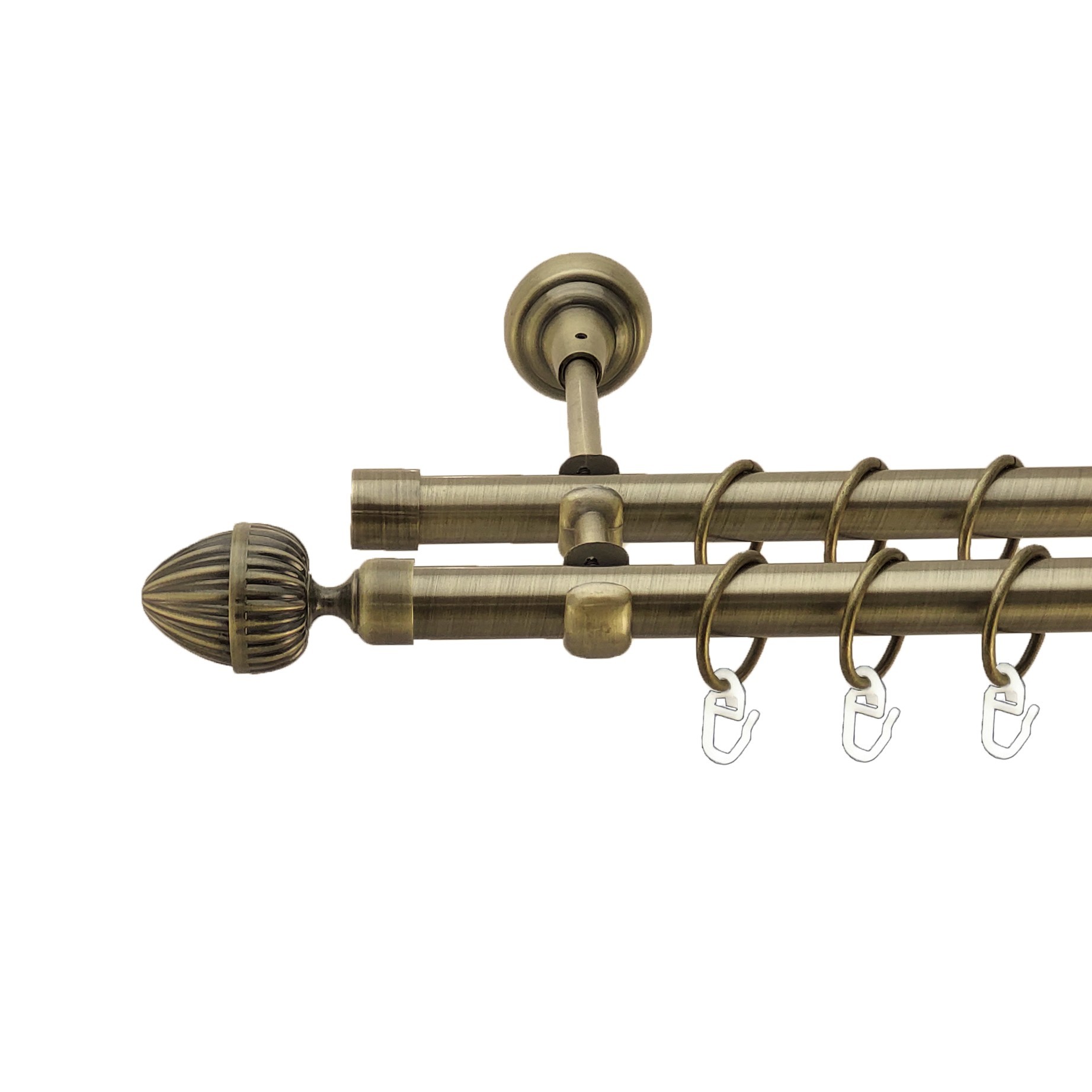 

Карниз Orvit Одеон металевий дворядний відкритий гладка труба кільце металеве Антик 19\19 мм 160 см