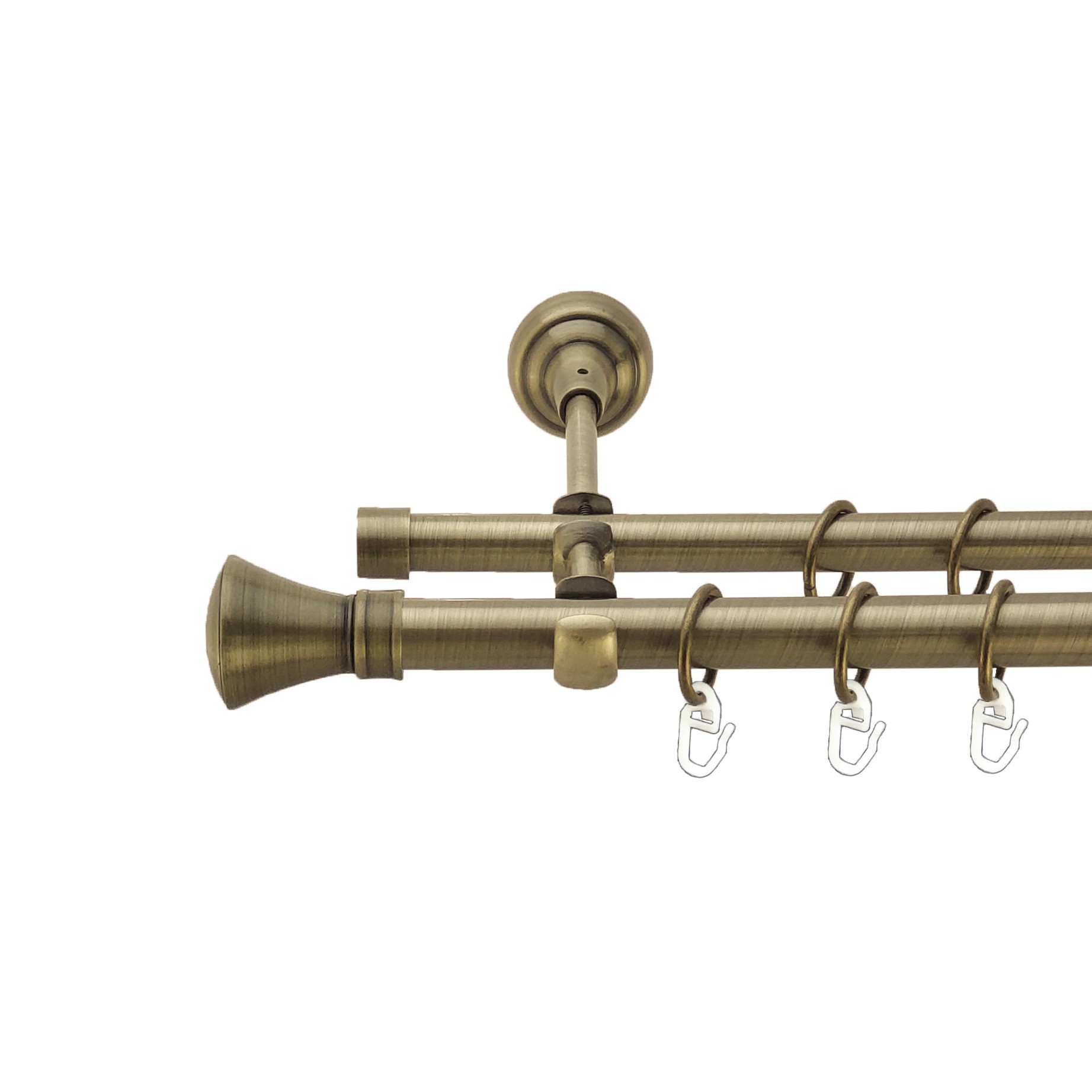 

Карниз Orvit Люксор металевий дворядний відкритий гладка труба кільце металеве Антик 19\16 мм 240 см