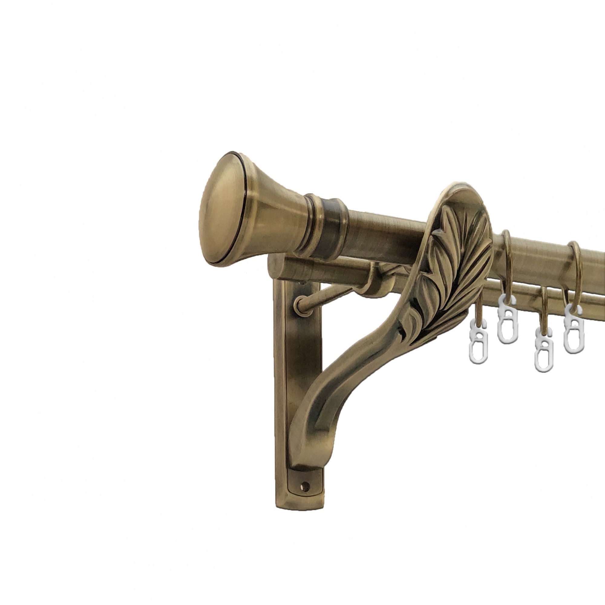 

Карниз Orvit Люксор металевий дворядний ретро гладка труба кільце металеве Антик 25\19 мм 300 см