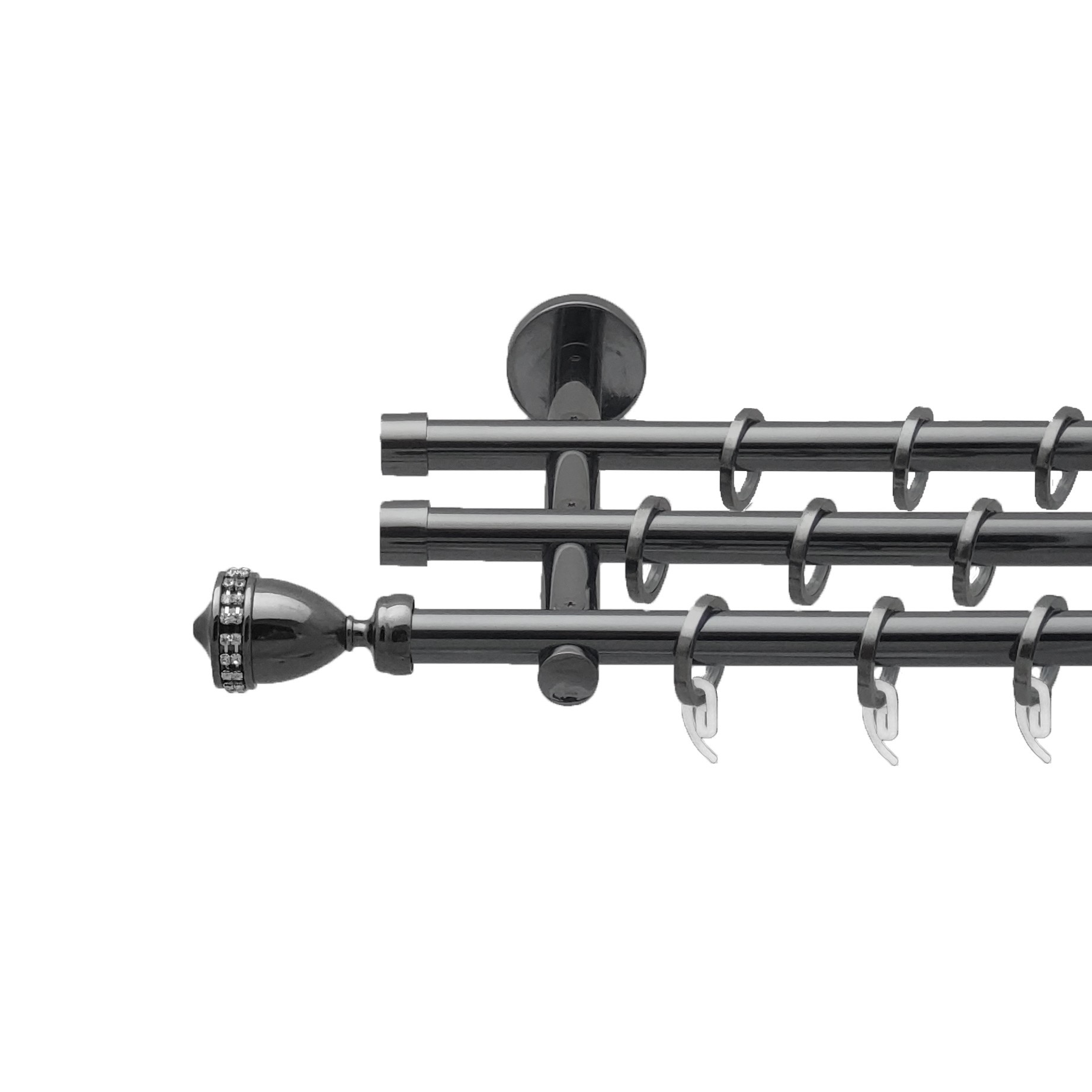 

Карниз Orvit Етернія металевий трирядний циліндр (20 см) гладка труба кільце фасонне металеве Онікс 16\16\16 мм 300 см