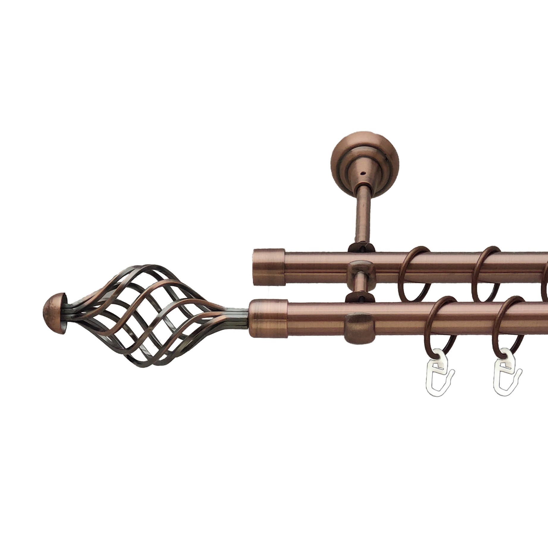 

Карниз Orvit Арезо металевий дворядний відкритий гладка труба кільце металеве Мідь 19\19 мм 240 см (00-00012050)