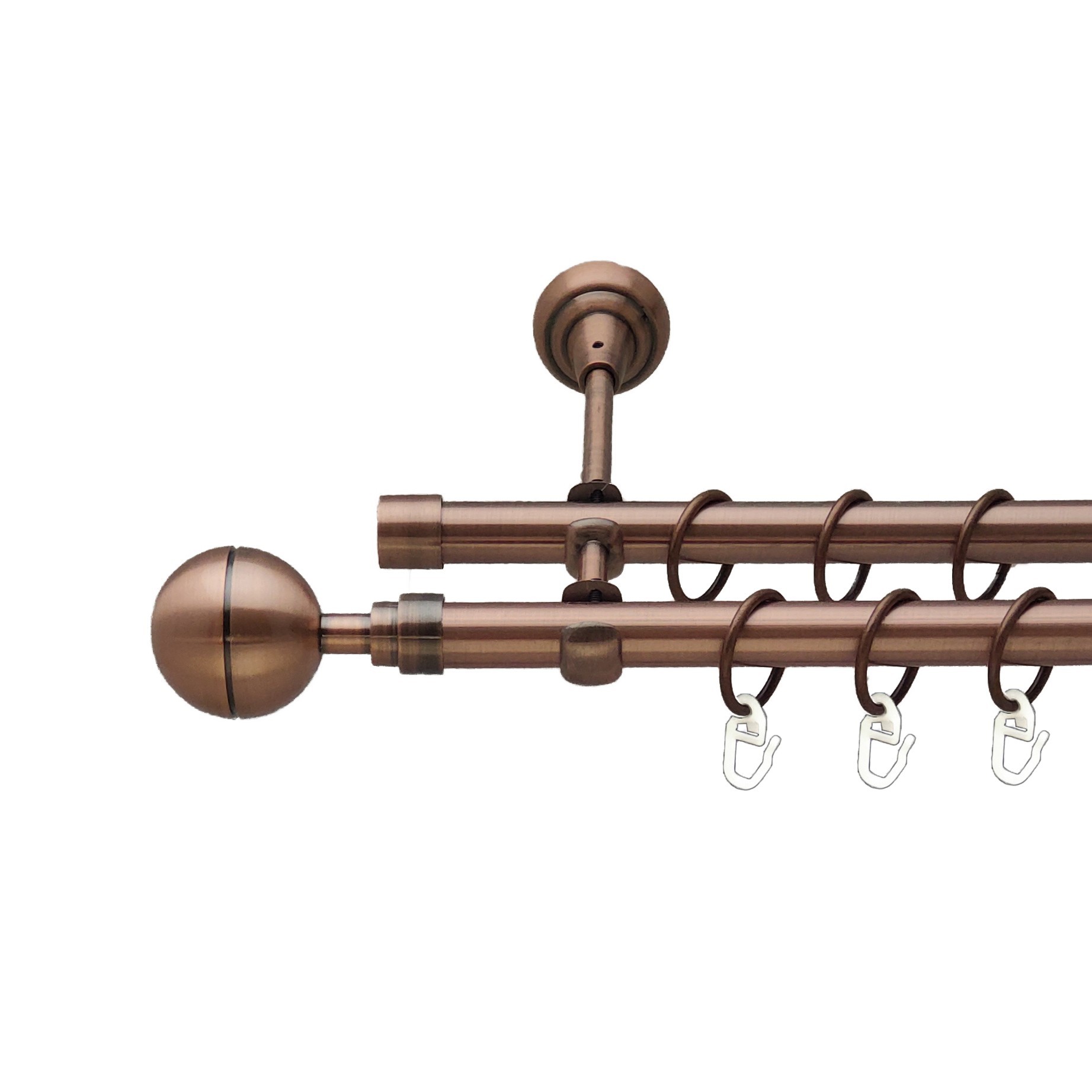 

Карниз Orvit Корсо металевий дворядний відкритий гладка труба кільце металеве Мідь 19\19 мм 240 см (00-00012075)