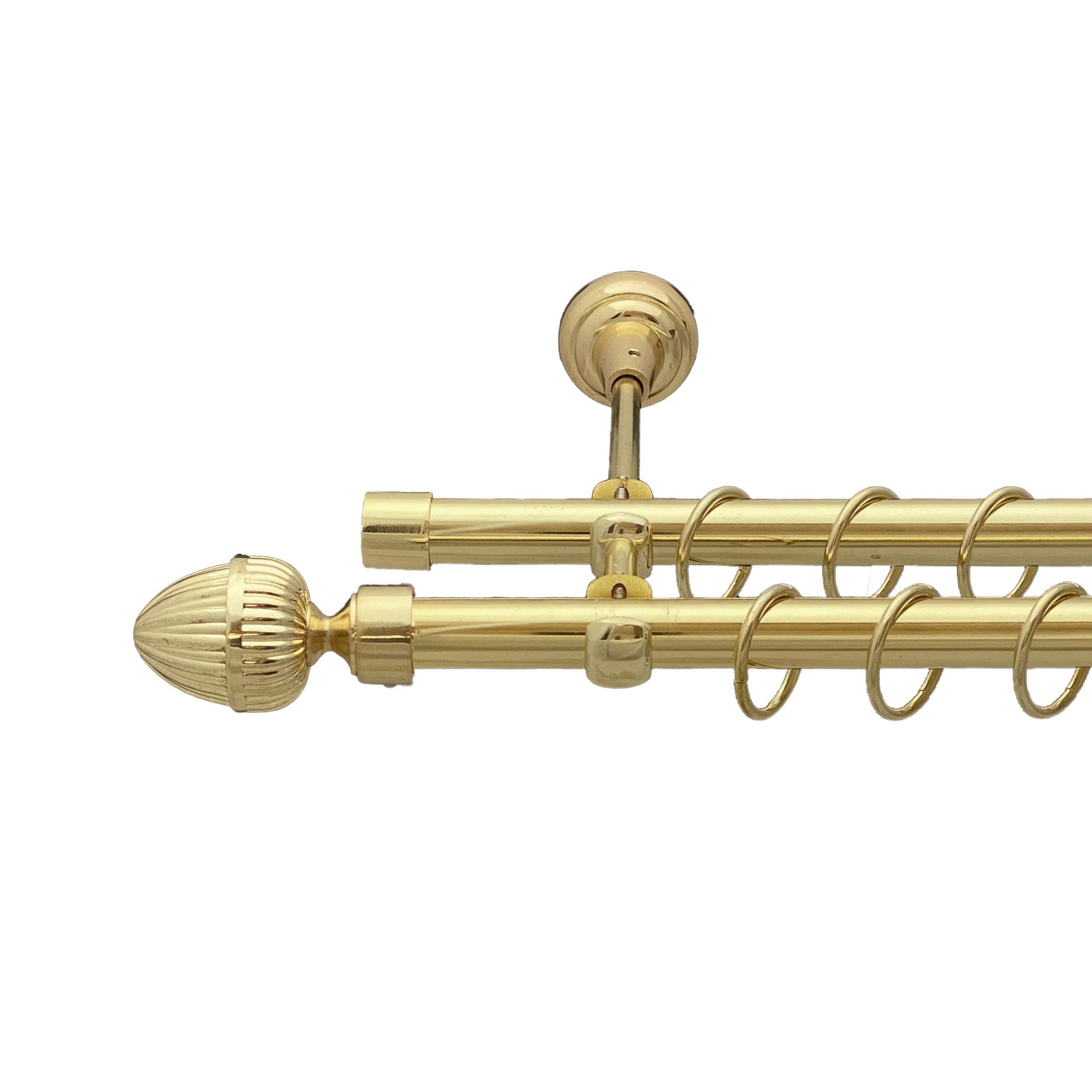 

Карниз Orvit Одеон металевий дворядний відкритий гладка труба кільце металеве Золото 19\19 мм 240 см (00-00013140)