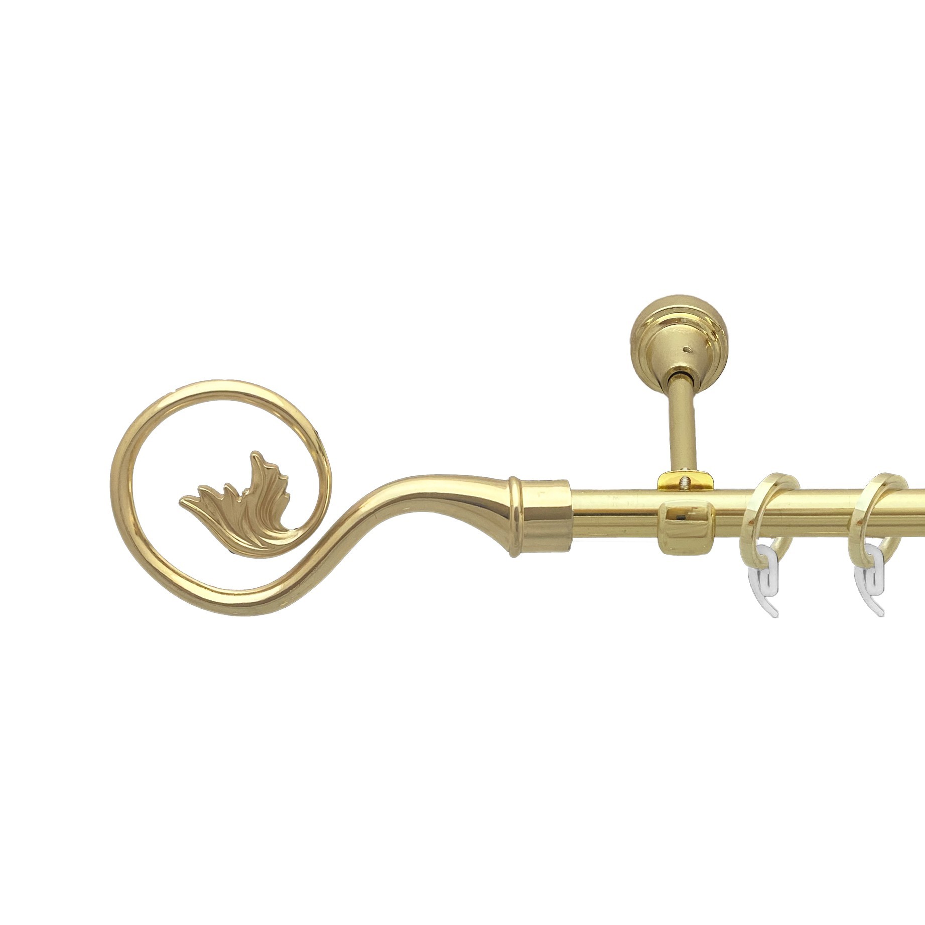 

Карниз Orvit Ніка металевий однорядний відкритий гладка труба кільце фасонне металеве Золото 16 мм 240 см