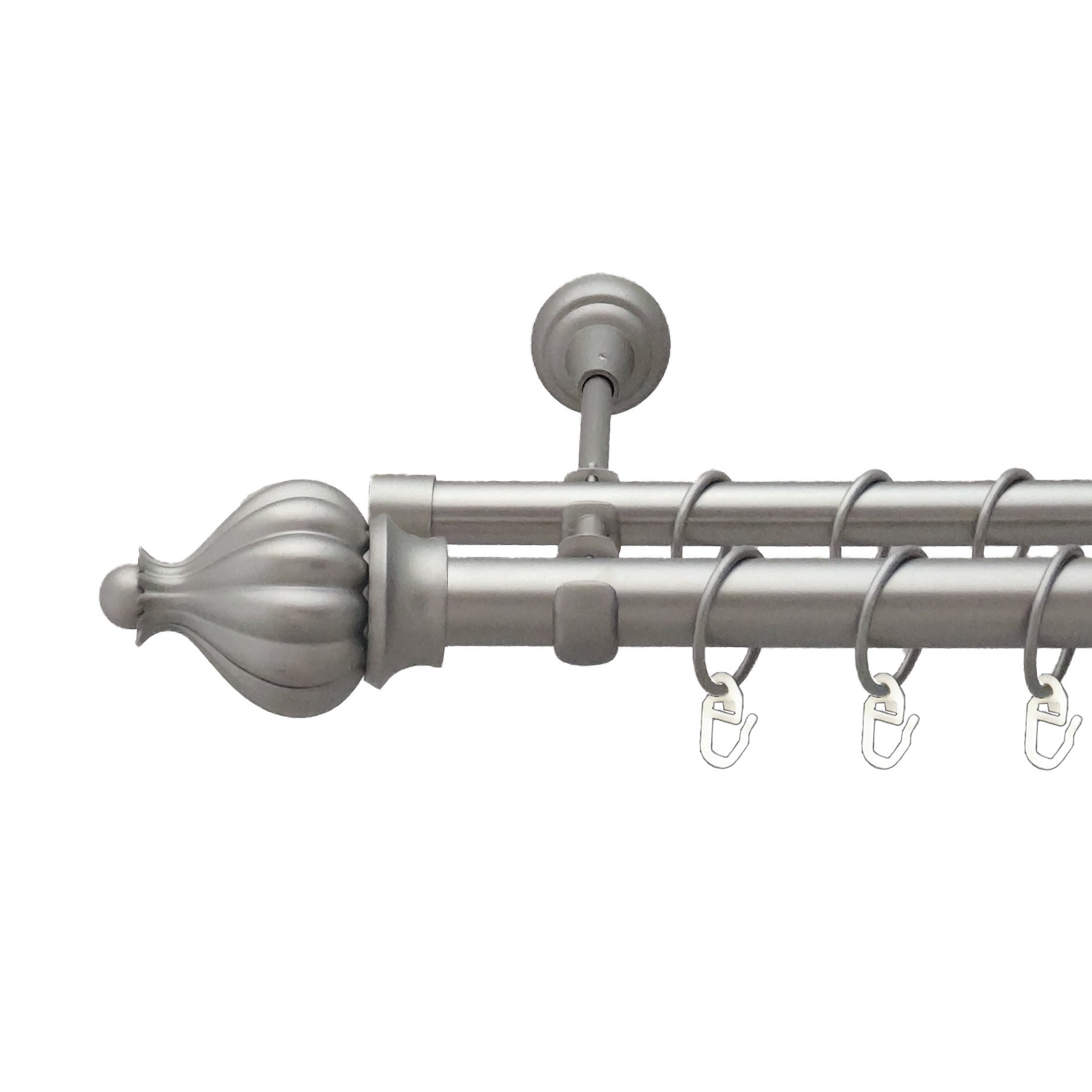 

Карниз Orvit Таджа металевий дворядний відкритий гладка труба кільце металеве Сатин 25\19 мм 300 см (00-00011134)