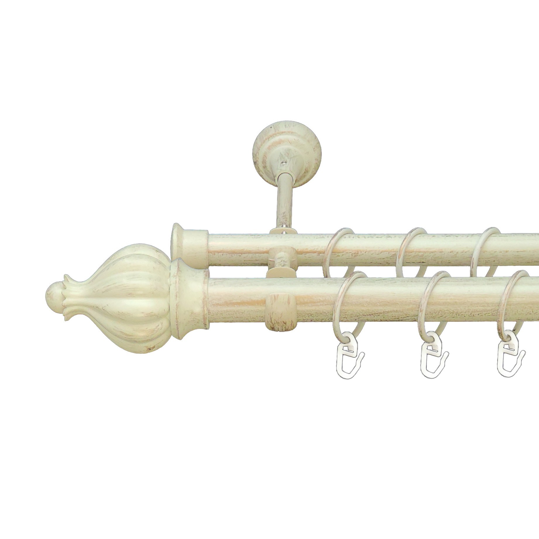 

Карниз Orvit Таджа металевий дворядний відкритий гладка труба кільце металеве Біле Золото 25\19 мм 300 см