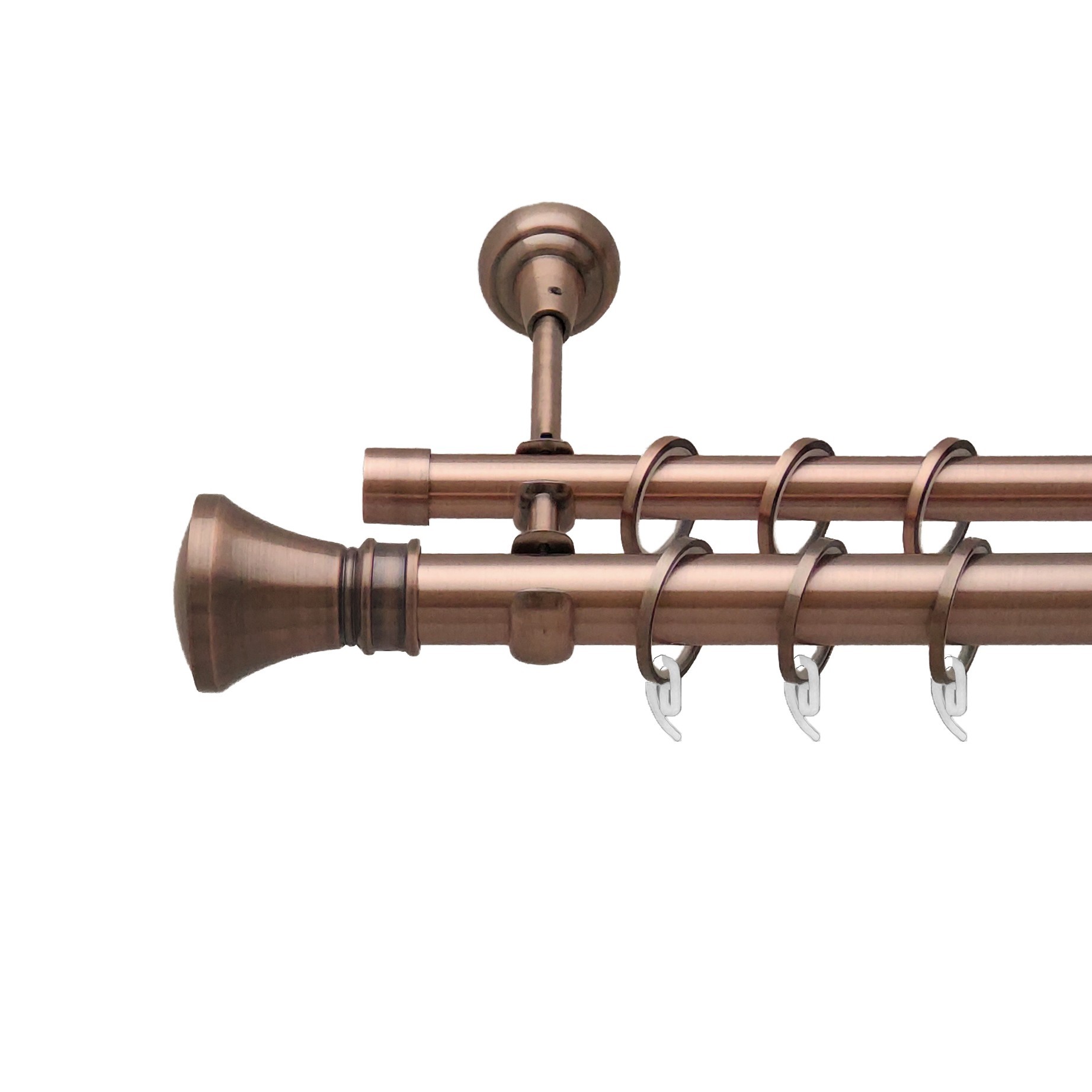 

Карниз Orvit Люксор металевий дворядний відкритий гладка труба кільце фасонне металеве Мідь 25\19 мм 300 см