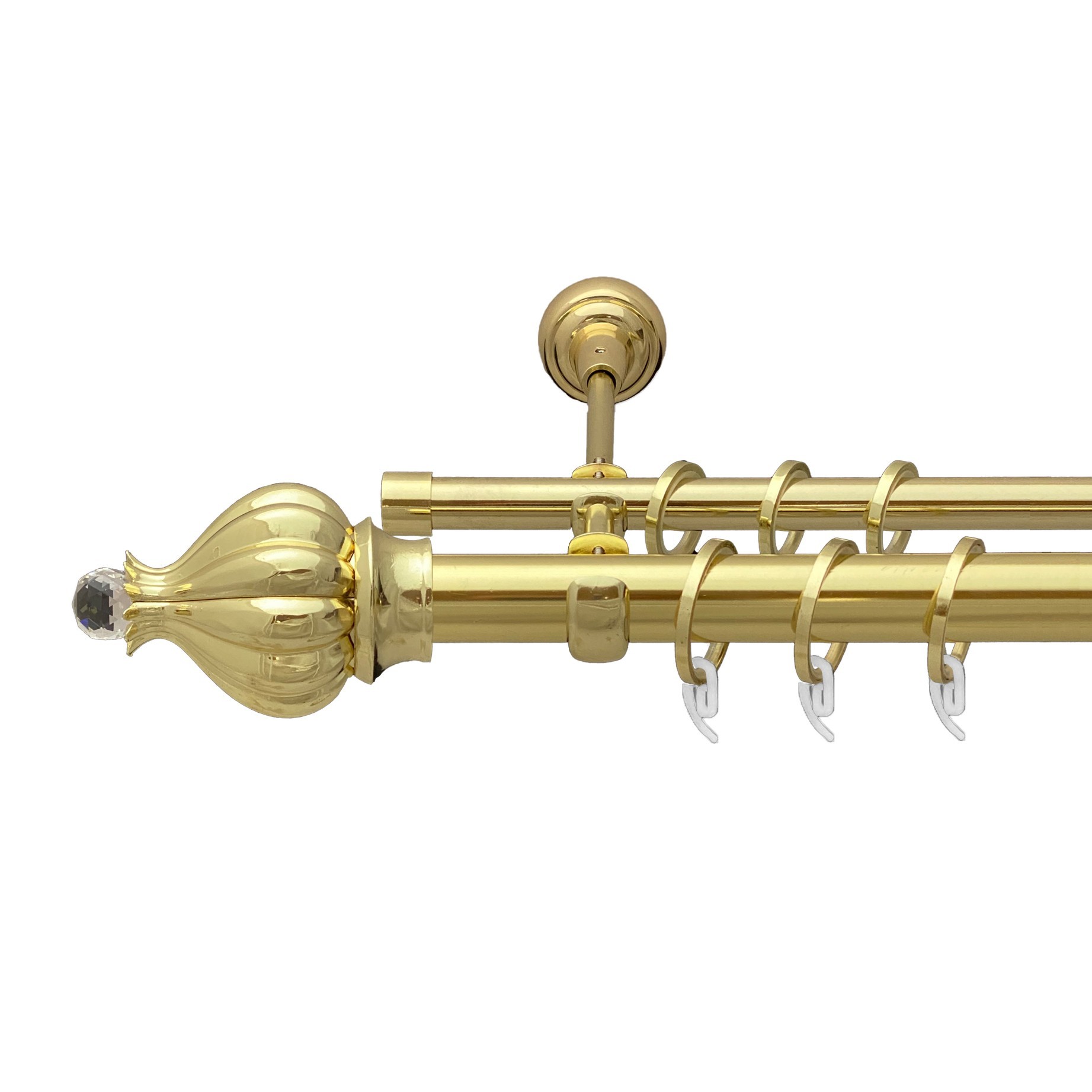 

Карниз Orvit Таджа-Кристал металевий дворядний відкритий гладка труба кільце фасонне металеве Золото 25\16 мм 240 см