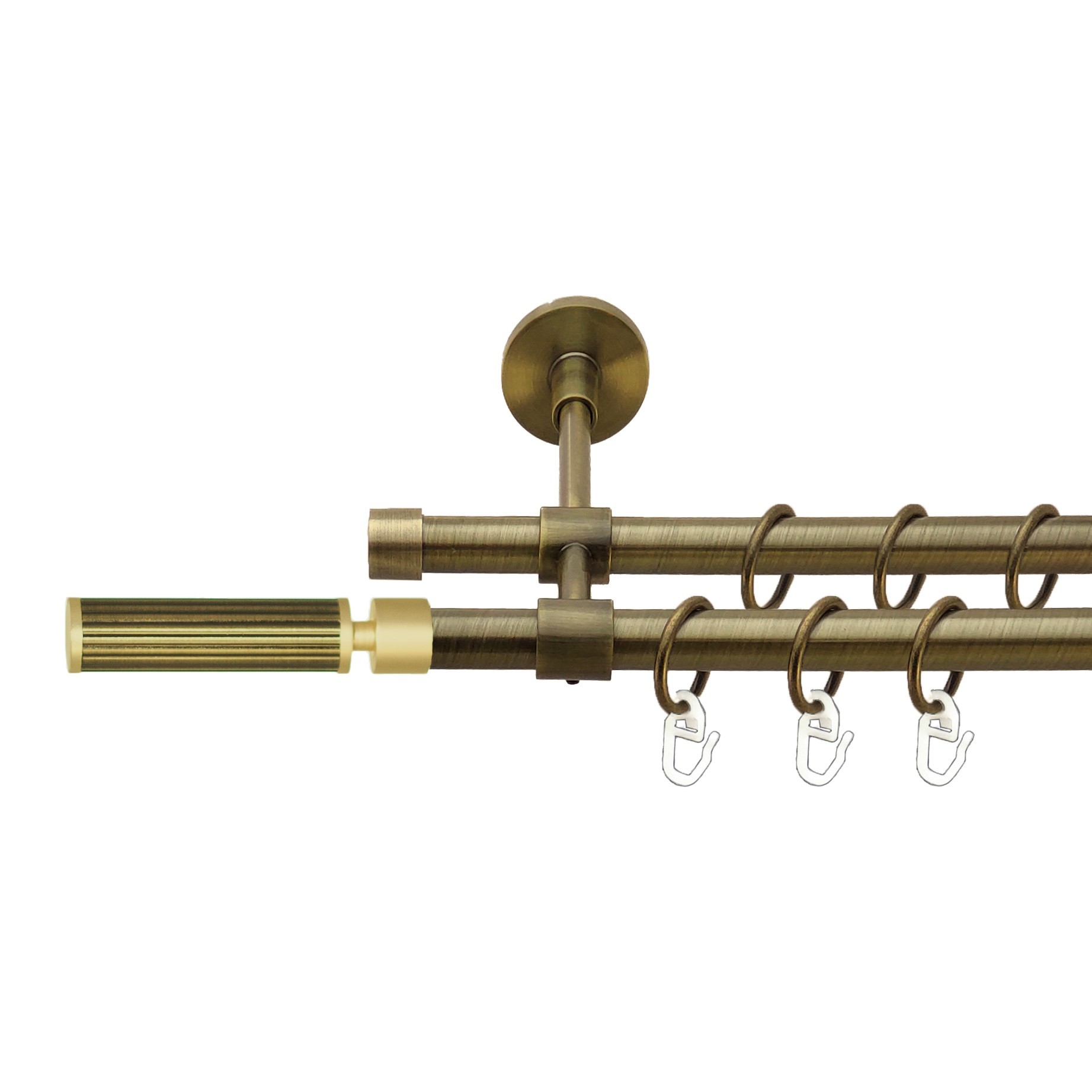 

Карниз Orvit Галерія металевий дворядний закритий гладка труба кільце металеве Антик 16\16 мм 240 см