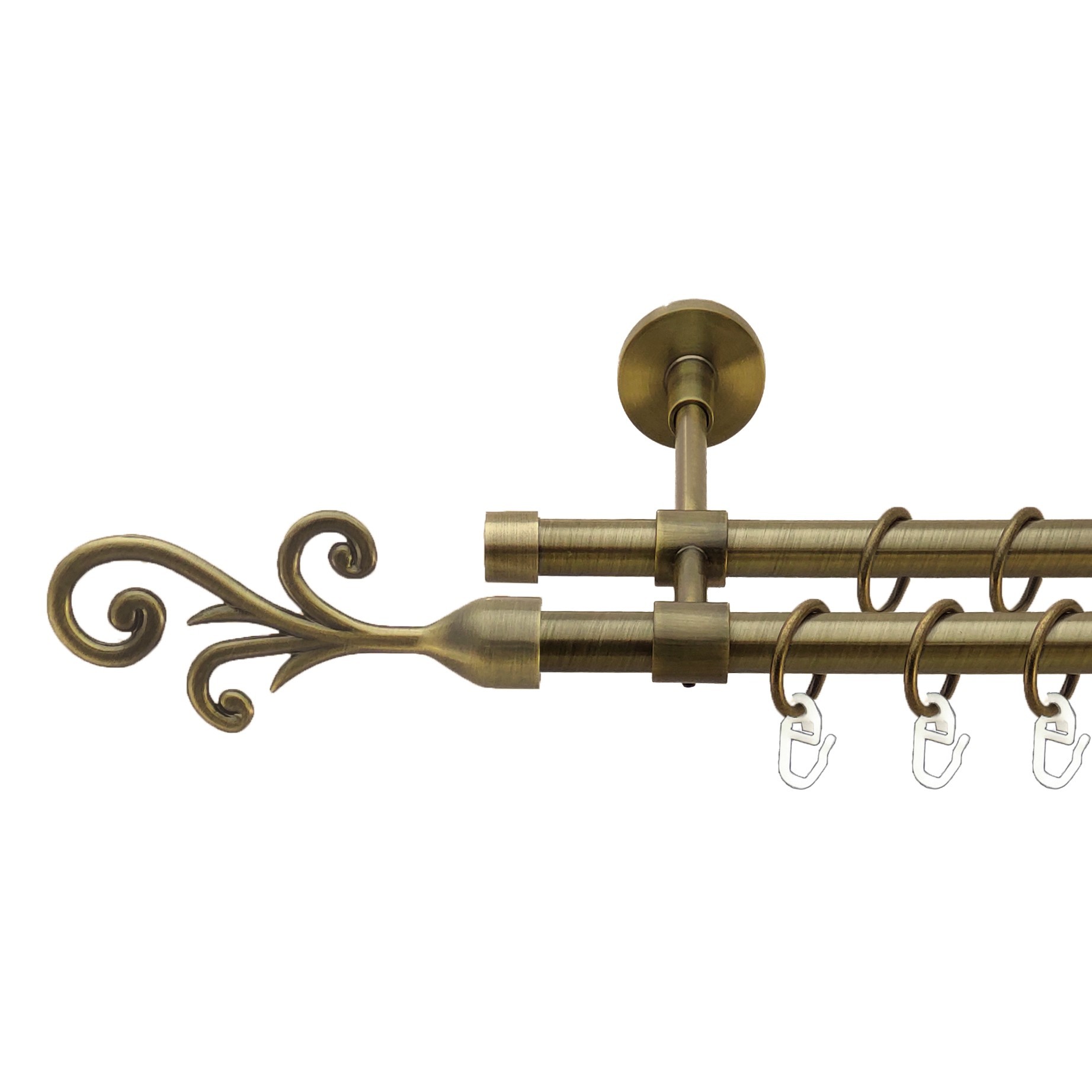 

Карниз Orvit Фала металевий дворядний закритий гладка труба кільце металеве Антик 16\16 мм 160 см