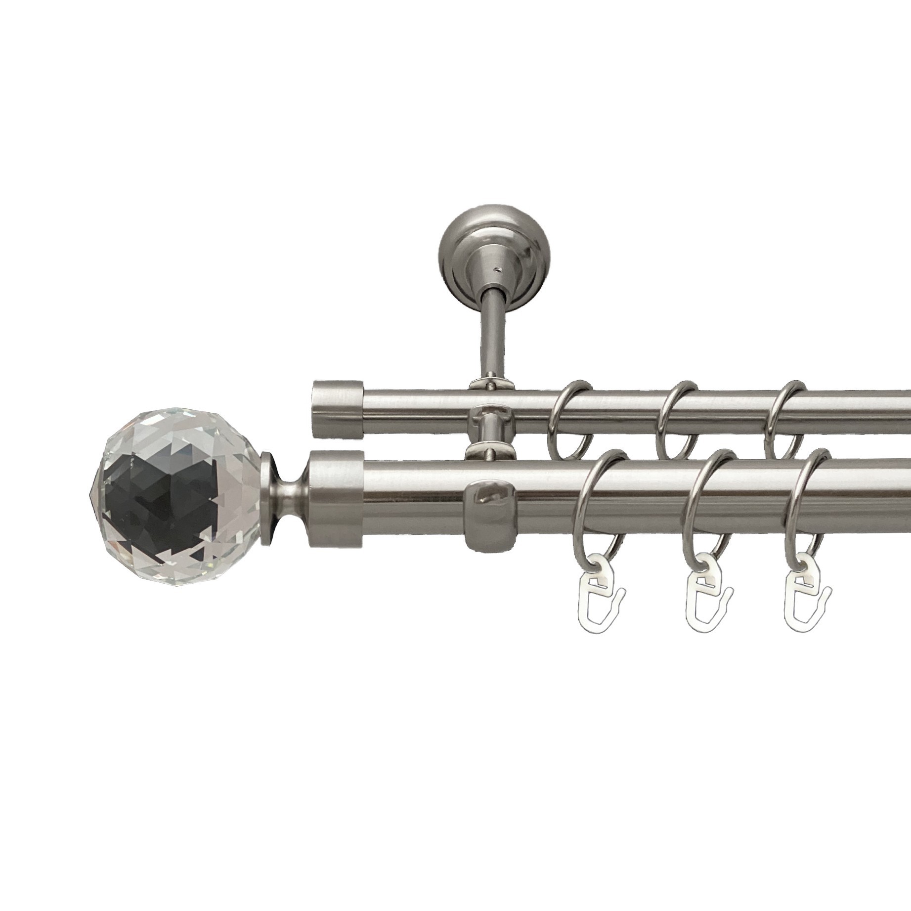 

Карниз Orvit Люміера металевий дворядний відкритий гладка труба кільце металеве Нержавіюча Сталь 25\16 мм 300 см