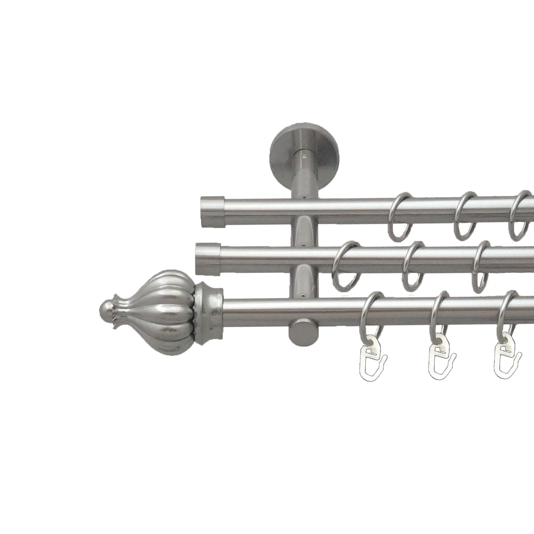 

Карниз Orvit Таджа металевий трирядний циліндр (20 см) гладка труба кільце металеве Нержавіюча Сталь 16\16\16 мм 300 см