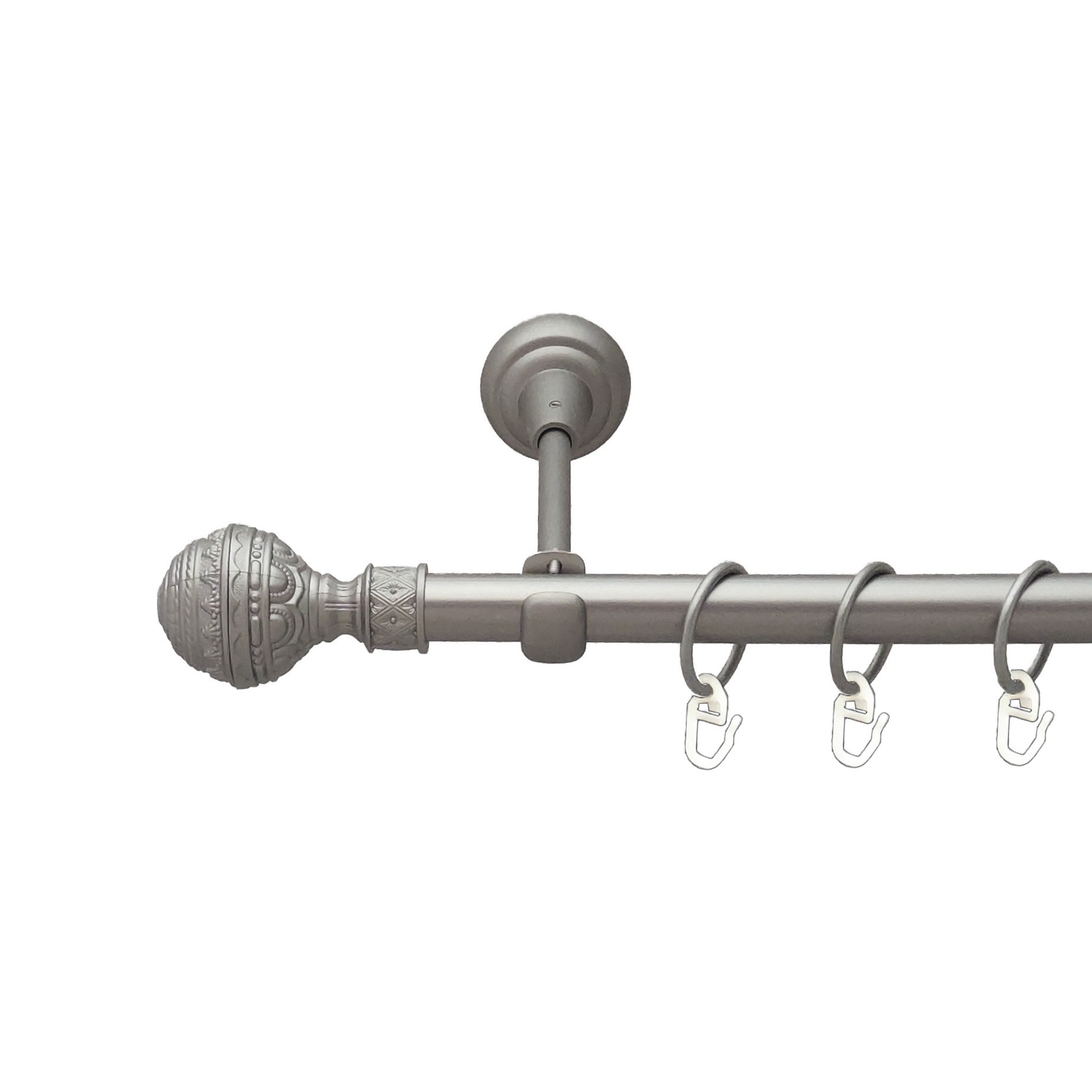 

Карниз Orvit Арабеска металевий однорядний відкритий гладка труба кільце металеве Сатин 19 мм 300 см