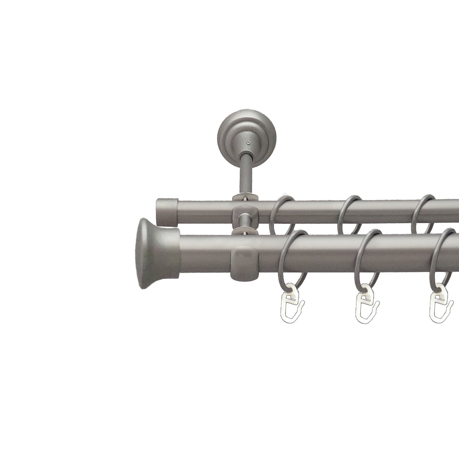 

Карниз Orvit Дуо металевий дворядний відкритий гладка труба кільце металеве Сатин 25\16 мм 300 см