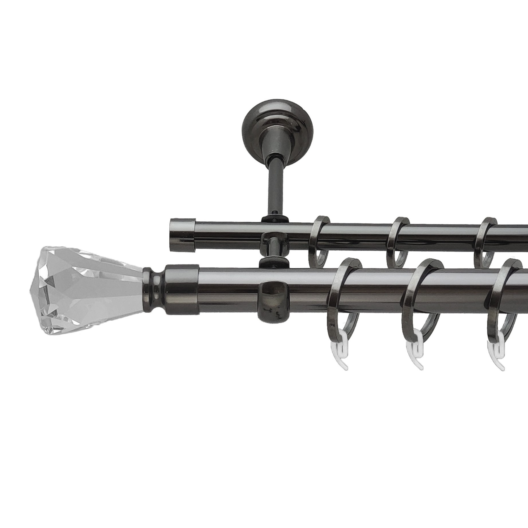 

Карниз Orvit Лучетта металевий дворядний відкритий гладка труба кільце фасонне металеве Онікс 25\16 мм 200 см