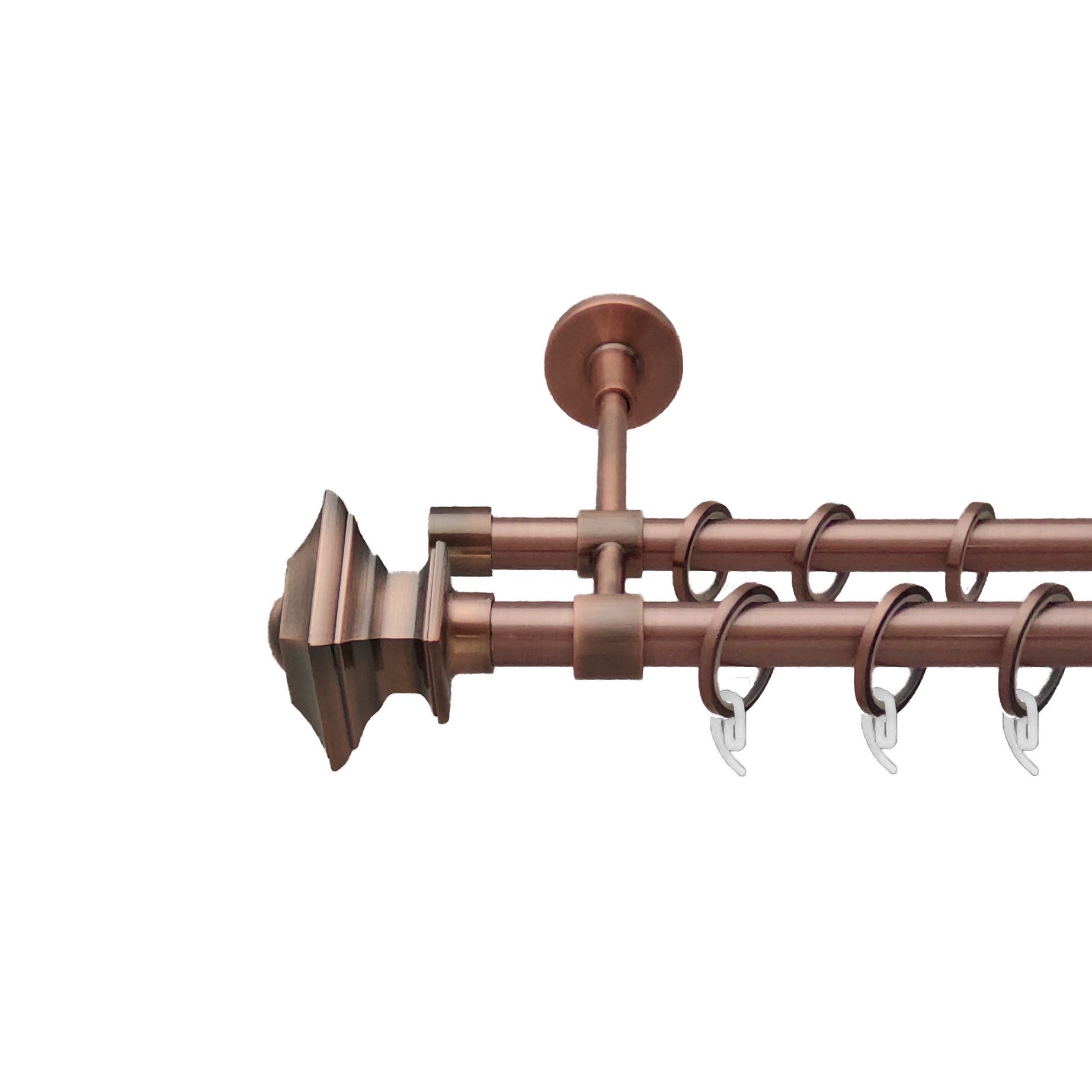 

Карниз Orvit Борджеза металевий дворядний закритий гладка труба кільце фасонне металеве Мідь 19\16 мм 160 см