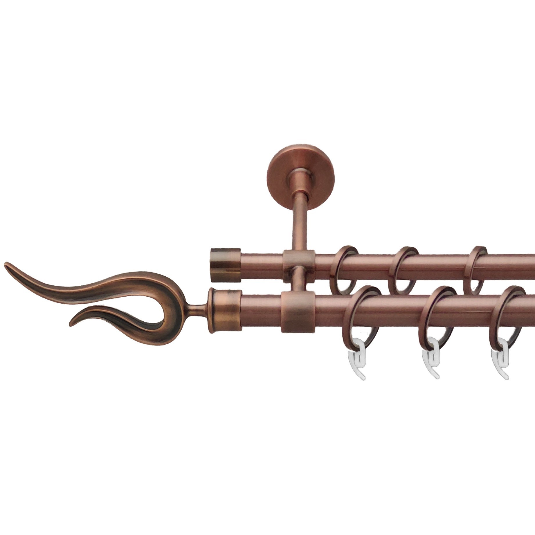 

Карниз Orvit Віоло металевий дворядний закритий гладка труба кільце фасонне металеве Мідь 19\16 мм 240 см