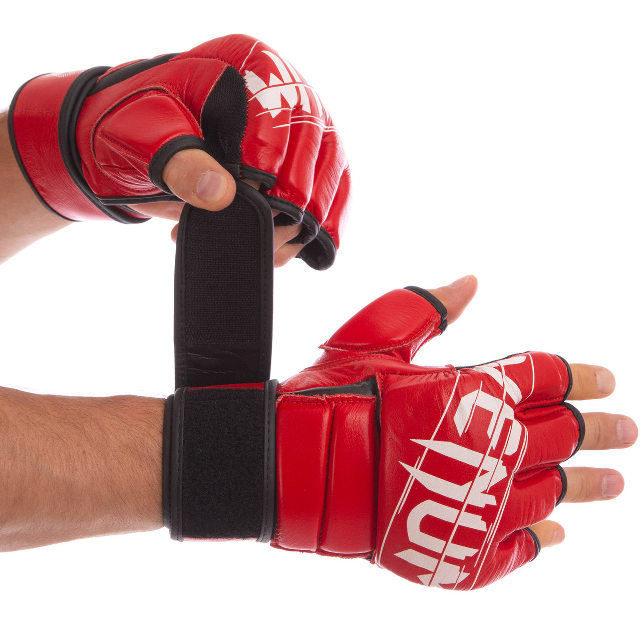 

Перчатки кожанные для смешанных единоборств MMA, самбо, джиу-джитсу, карате VENUM VN-0014 размер XL красный