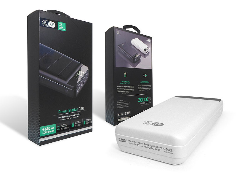 

Повербанк PowerBank KP 8538 с цифровой зарядкой 30000 mah белый (8538)
