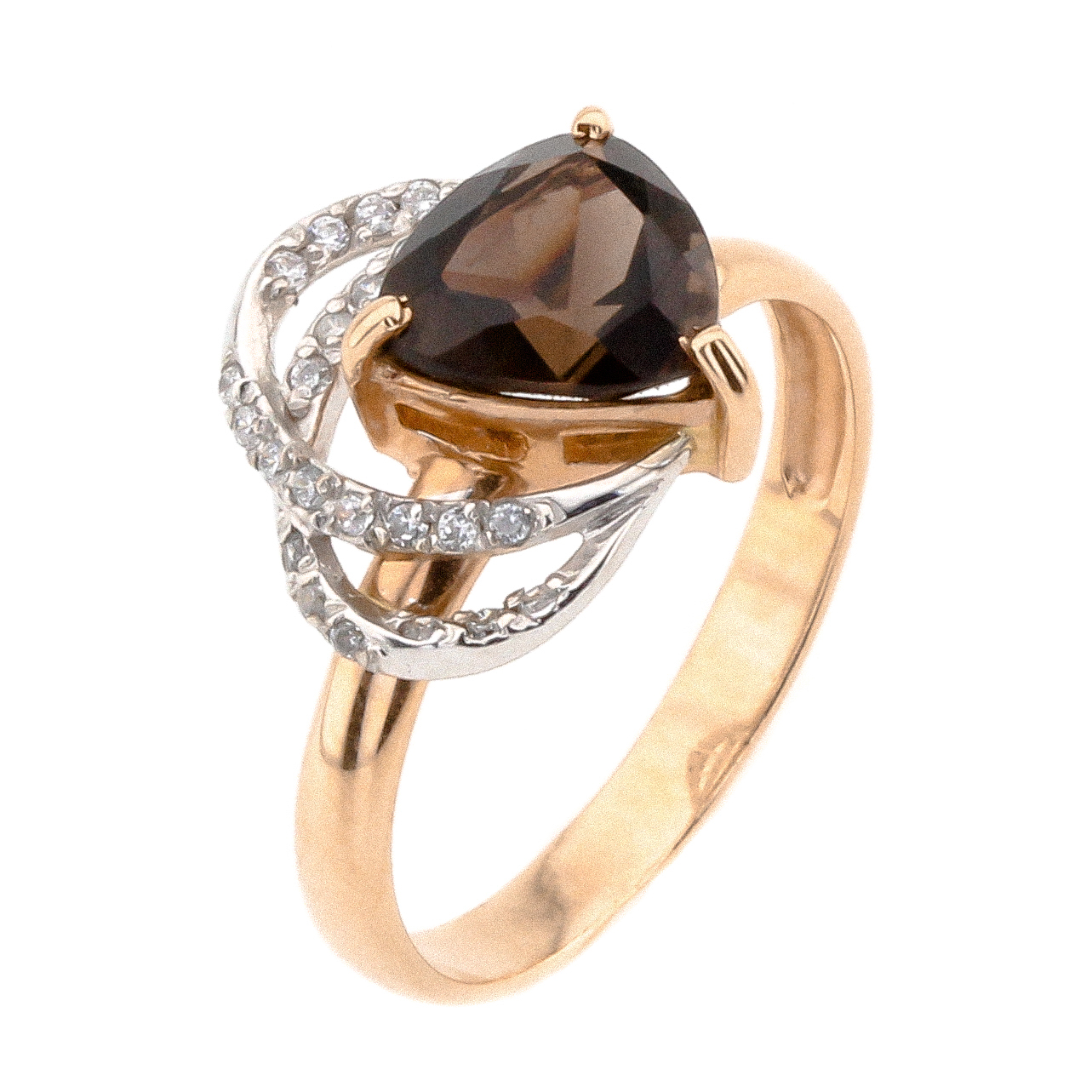 

Золотое кольцо с дымчатым кварцем и фианитами 11972sq Диамант, 17,5 размер
