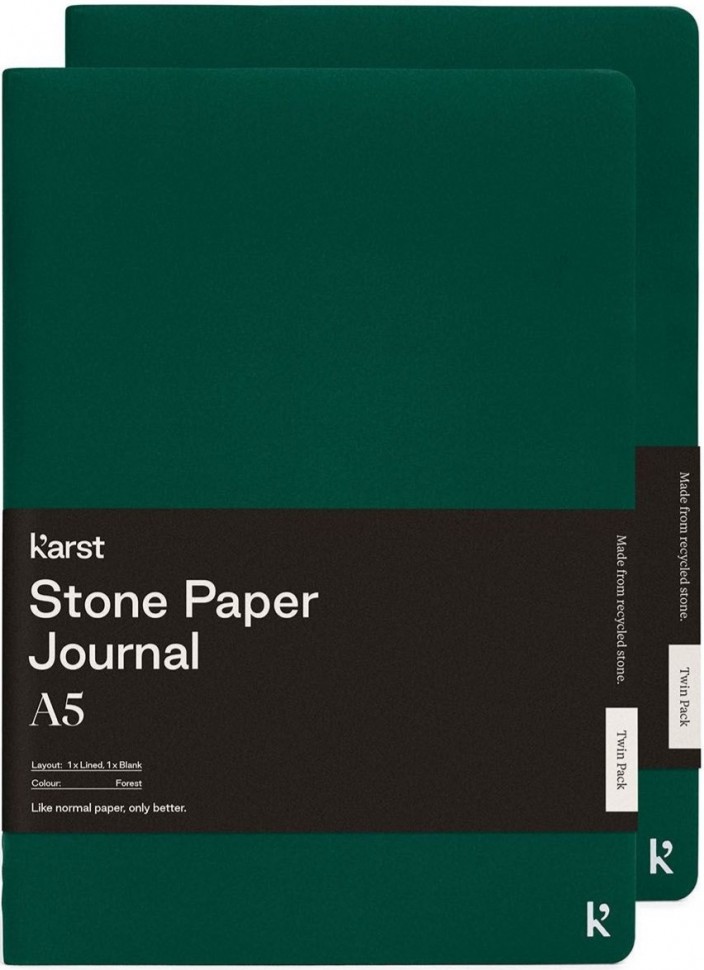 

Набір зошитів Karst Journal A5 14,8 х 21 см в лінію та нелінований лісовий зелений