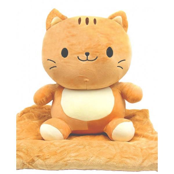 

Игрушка-подушка с пледом Кот Коричневый (721301-orange)
