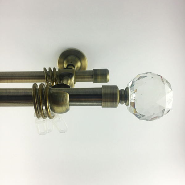 

Карниз Металлдеко металлический двухрядный Кристалл 19 и16 мм бронзовая труба 2 метра 40 см