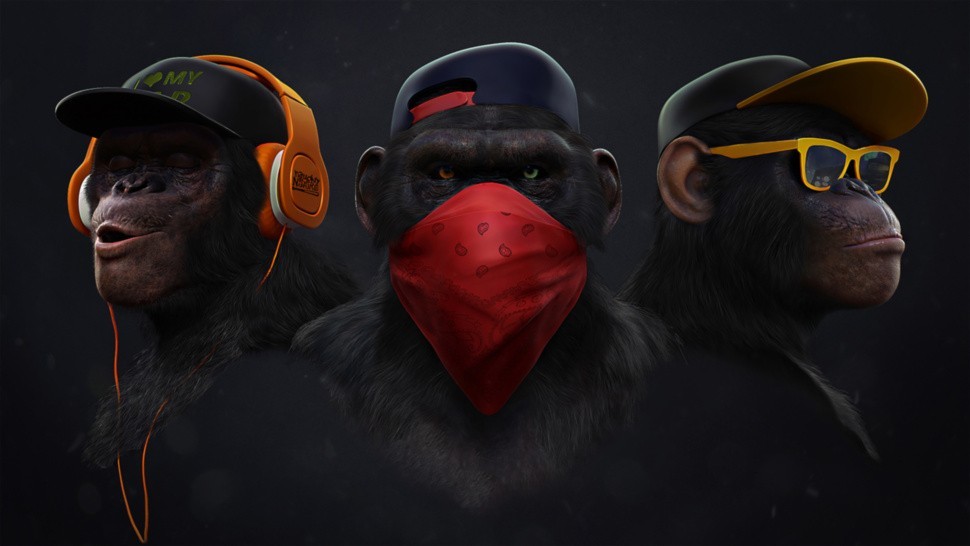 

Картина на холсте три обезьяны ganster monky 50х90 см