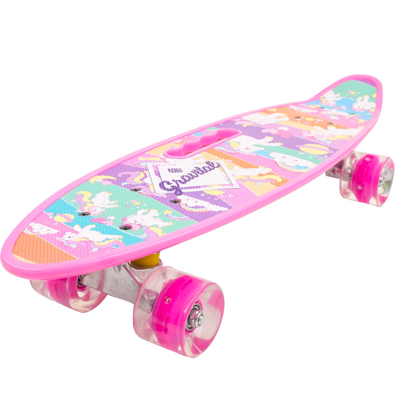 

Нежно-розовый пенни борд с рисунком Единорог и со светящимися колесами Penny Board