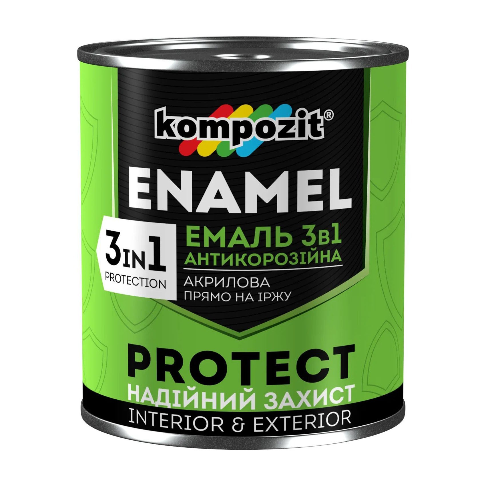 

Эмаль антикоррозионная 3в1 Kompozit PROTECT, 10кг Черная