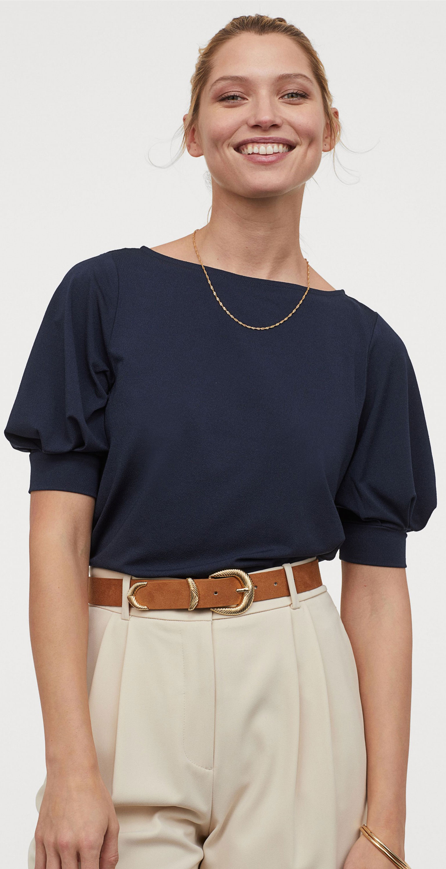 

Блузка H&M 6640749  Темно-синяя, Блузка H&M 6640749 S Темно-синяя