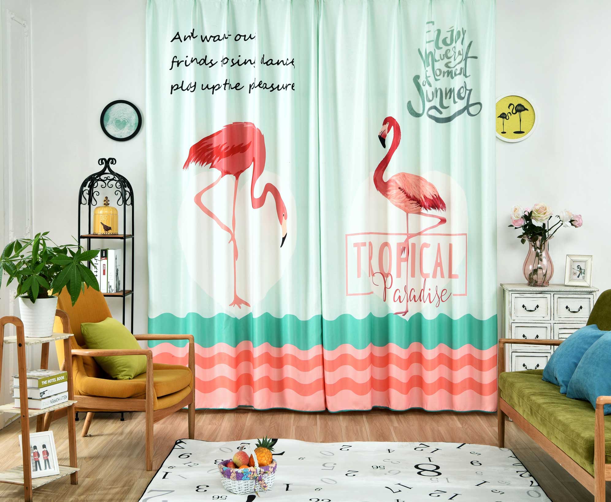 

Комплект готовых штор с фотопринтом Berni Тропический рай 270х265 2 шт. Бирюзовый