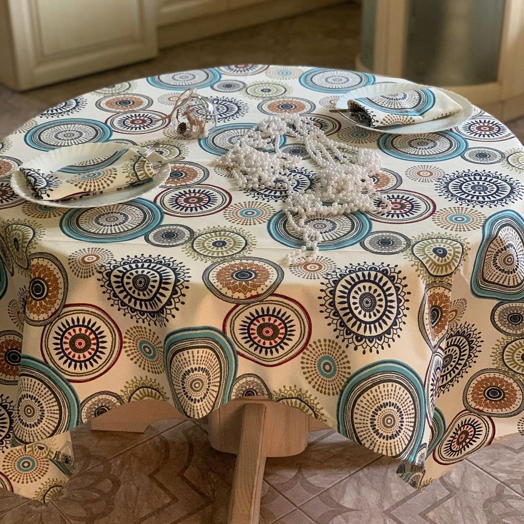 

Скатерть с тефлоновым покрытием MacroHorizon Калейдоскоп Оливковый, Овал 140*220 см