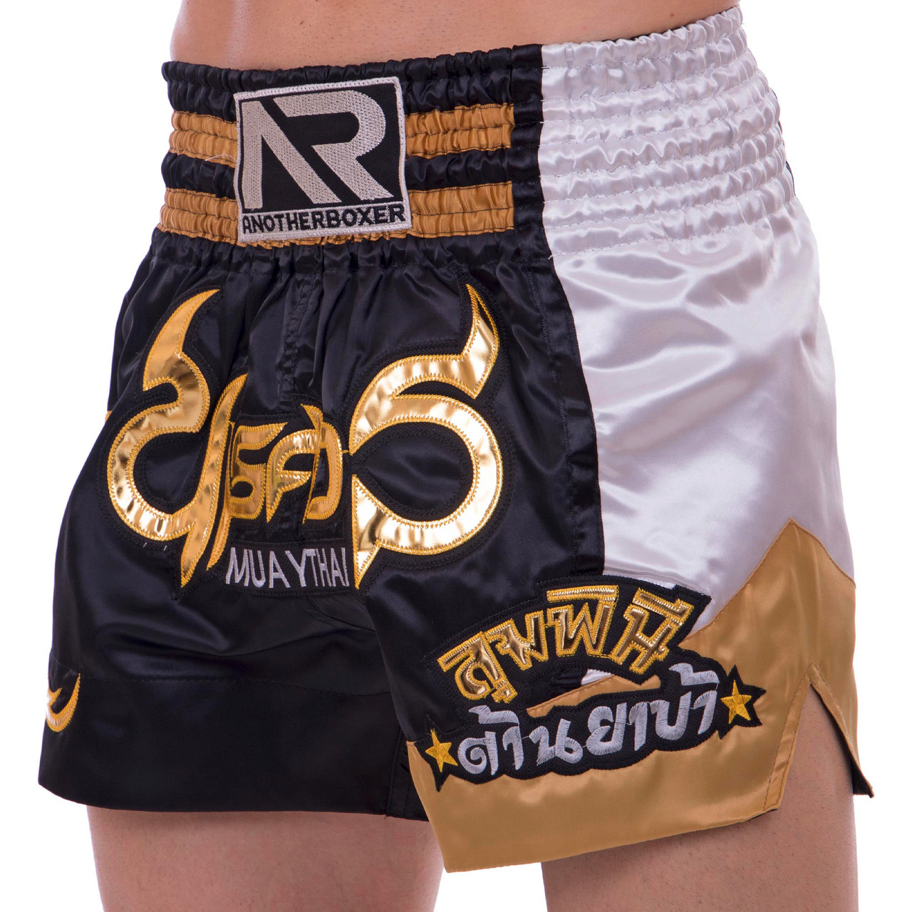 

Шорты для тайского бокса и кикбоксинга Another Boxing 2344 размер XL (50-52) Black-Gold-White