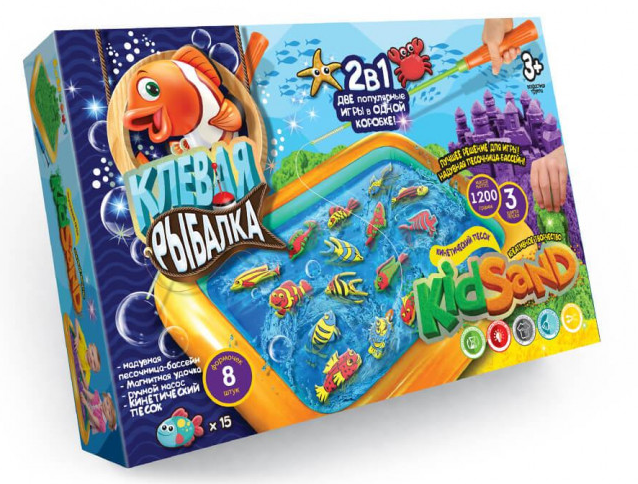 

Настольная игра большая 2в1 Цветная рыбалка и кинетический песок Клевая рыбалка 3+ Рус, Укр