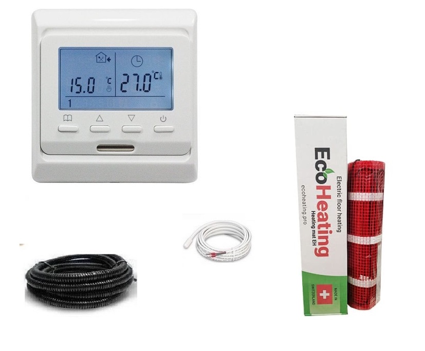 

Теплый пол Eco Heating нагревательный двухжильный мат 750Вт 5 м² с программируемым терморегулятором в комплекте