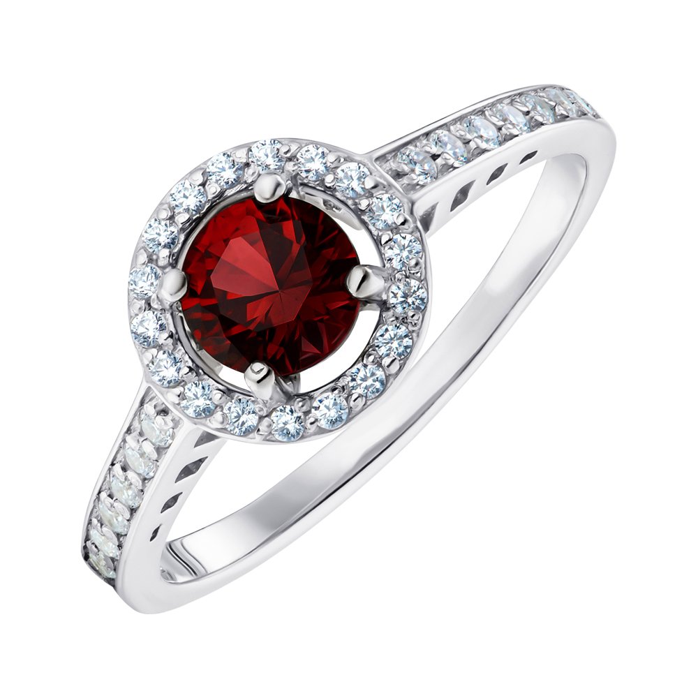

Серебряное кольцо с гранатом и фианитами 000149177 16 размера