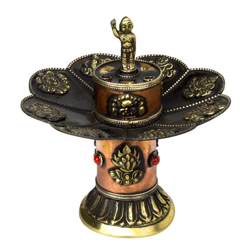 

Подставка для благовоний Металл Рождение Будды Лотос 8 Символов Счастья 12,8x12,8x13,4 см Медный