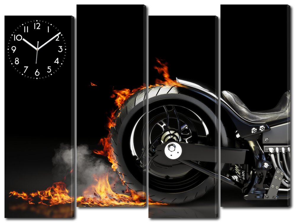 

Картина с часами Interno Искусственный Холст Мотоцикл в огне, часы 166x125см