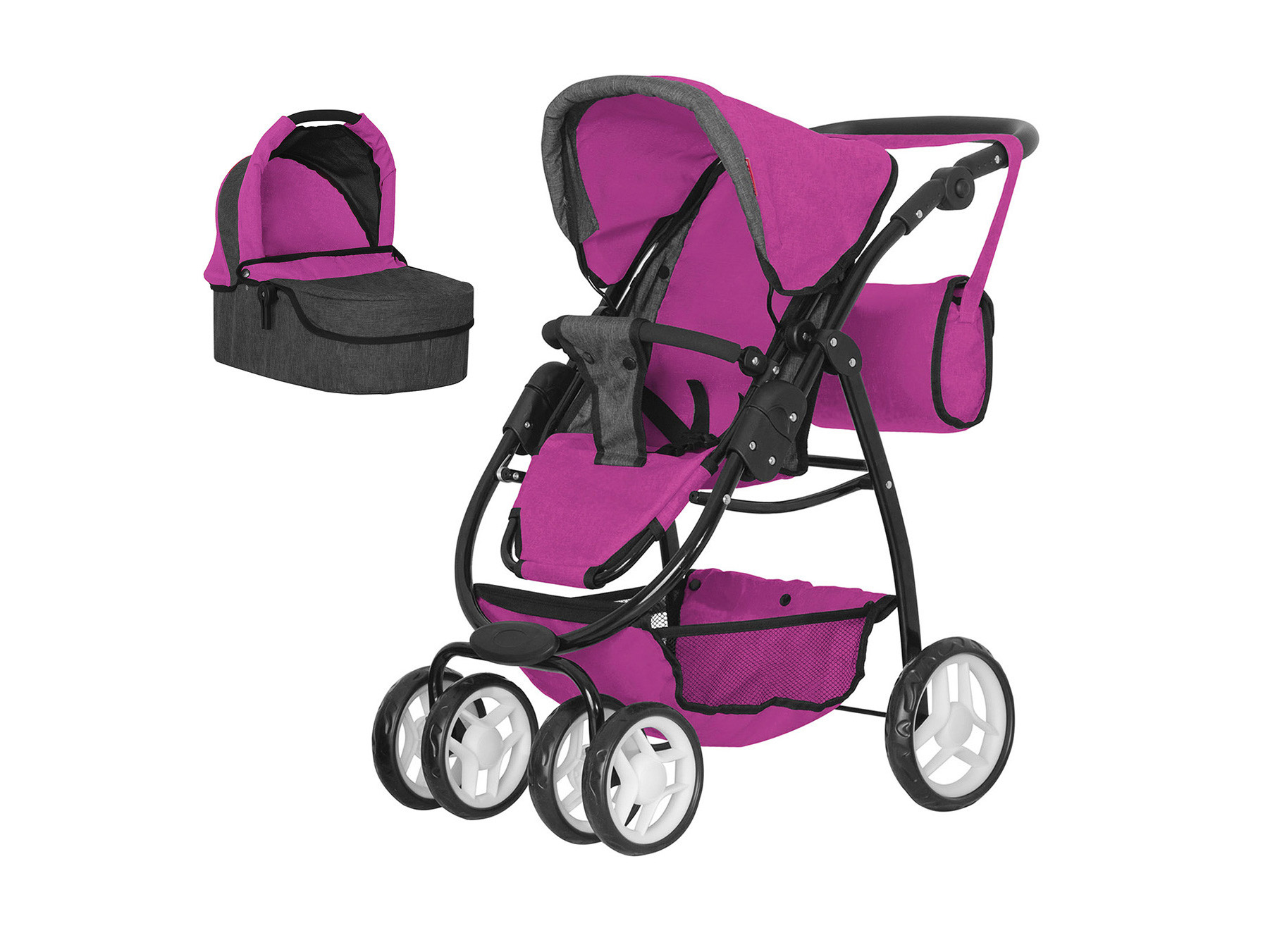 

Коляска для ляльки 2в1 CARRELLO AVANTIкор.60,5*18,5*38,5 см 9662+BAG ROSE RED