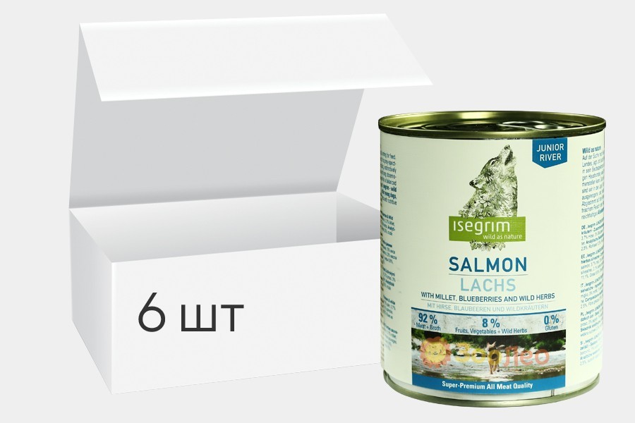 

Упаковка влажного корма для собак isegrim adult river лосось с пшеном, черникой и дикими травами 800г 6шт