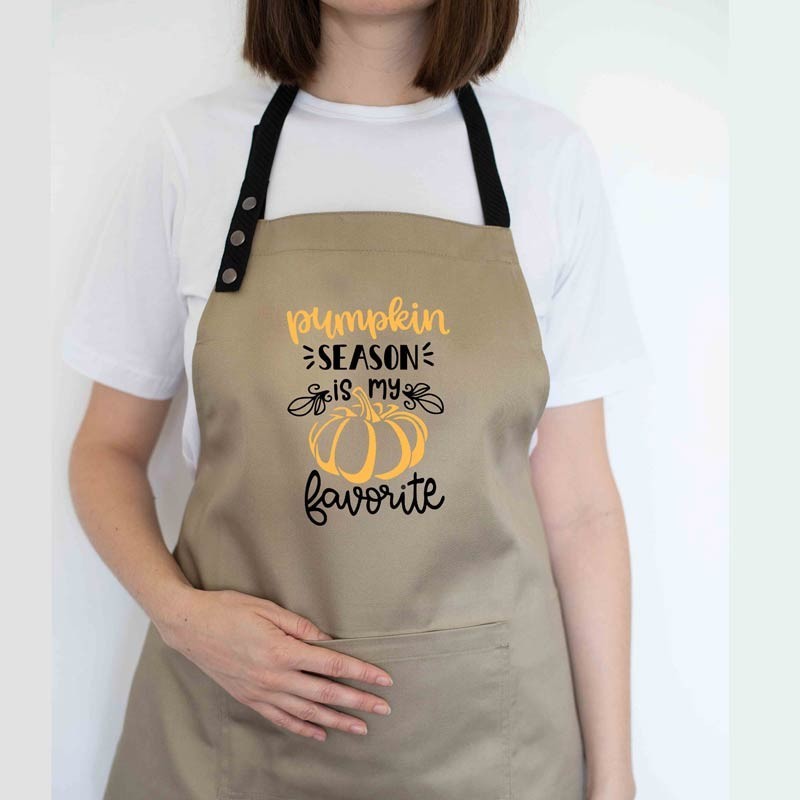 

Прикольный фартук для кухни с надписью "Pumpkin season" бежевый