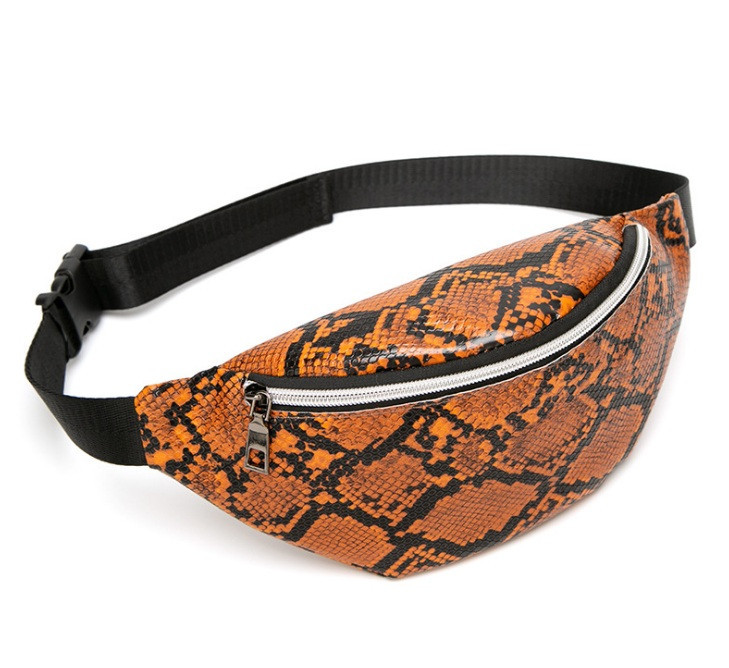 

Стильная женская бананка под кожу змеи Aliri-00750 Оранжевая