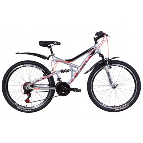 

Велосипед DISCOVERY CANYON 26" 17.5" 2021 Серебристо-черный с красным