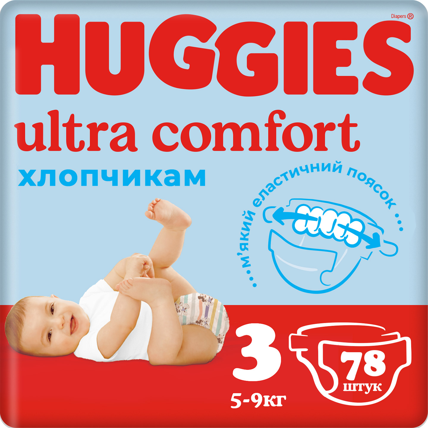 

Подгузники Huggies Ultra Comfort 3 Mega для мальчиков 78 шт (5029053549217)