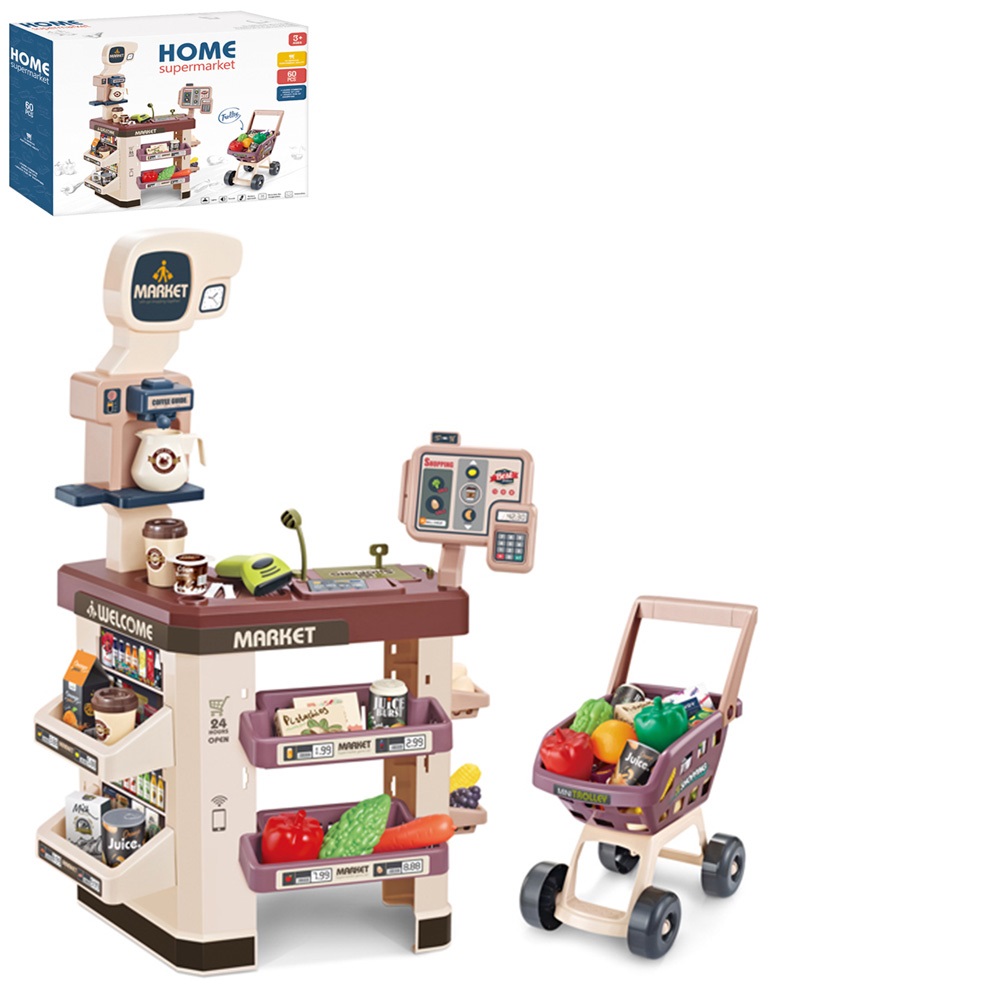 

Игровой набор A-Toys Супермаркет прилавок касса тележка продукты (668-109-10)