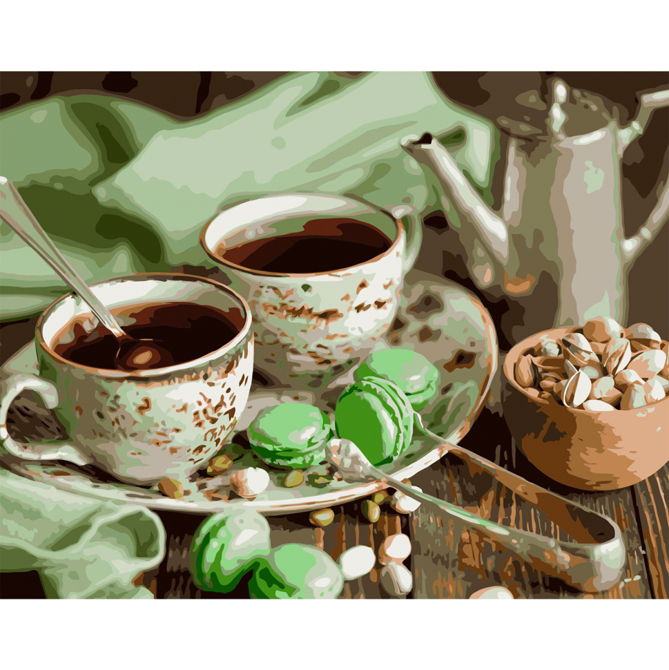 

Картина по номерам Кофе на двоих с макарунами, 40х50 см