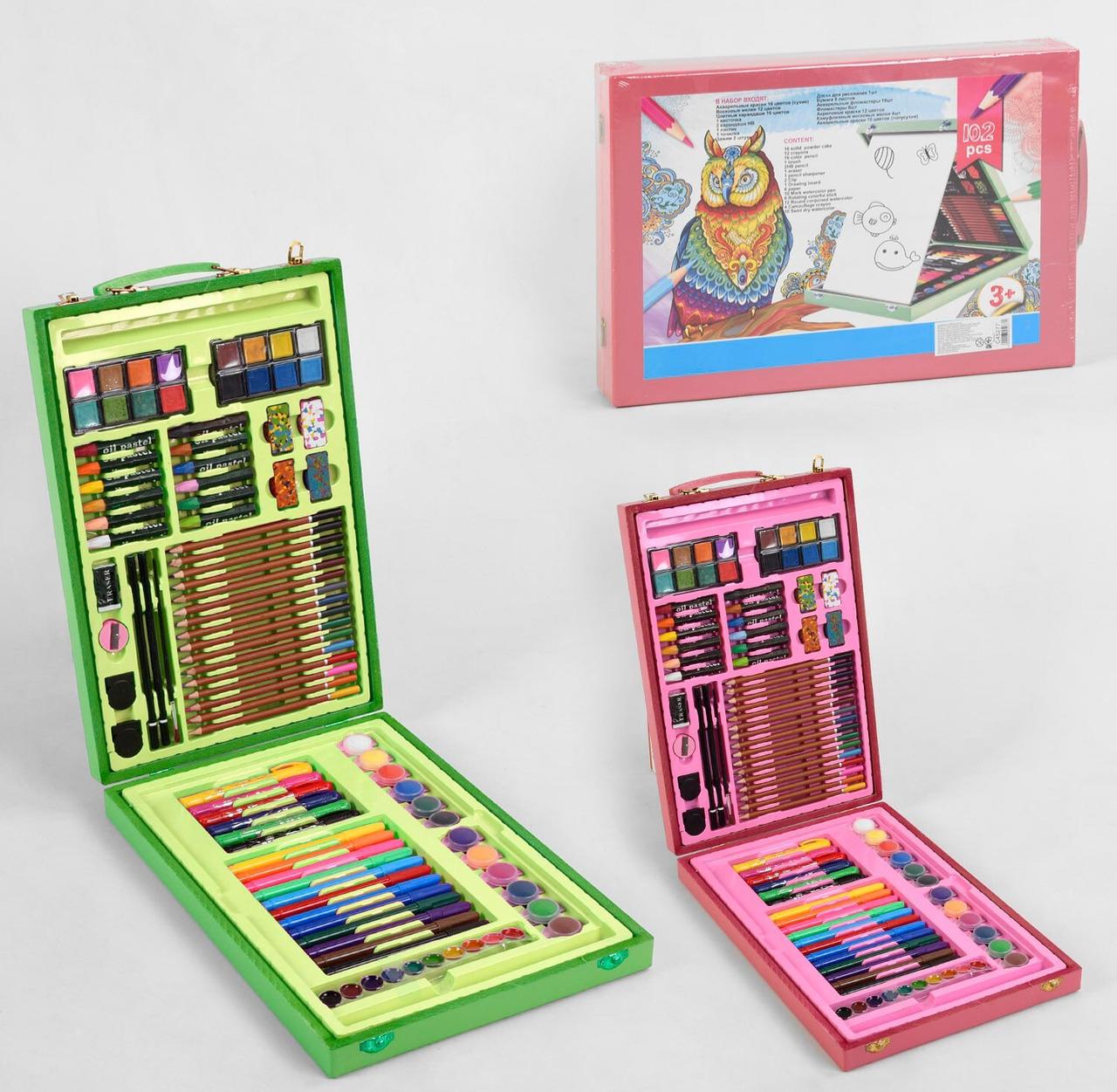 

Большой набор для рисования в чемодане с красками, карандашами, фломастерами и мелками, 102 предмета (45277)
