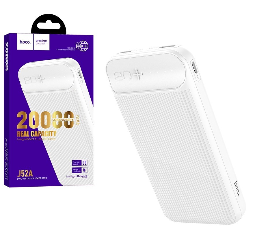 

Павербанк Hoco 20000 мАч для iPad/iPhone/Xiaomi/ Samsung/Huawei white